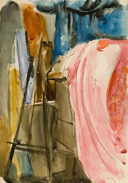 W Pracowni, 1920-1925 Oil Painting by Wojciech Weiss