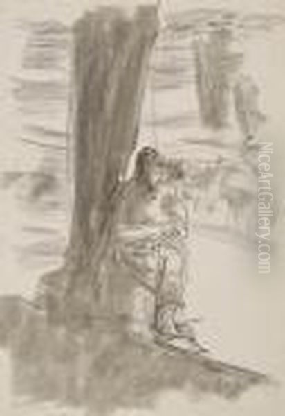 Postac Na Tle Pejzazu Oil Painting by Wojciech Weiss