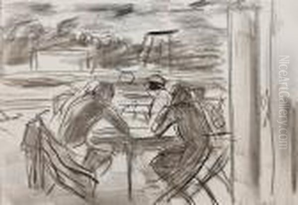 Grupa Osob Przy Stoliku Oil Painting by Wojciech Weiss