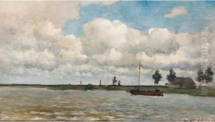 On The Nieuwkoopse Plassen Oil Painting by Jan Hendrik Weissenbruch