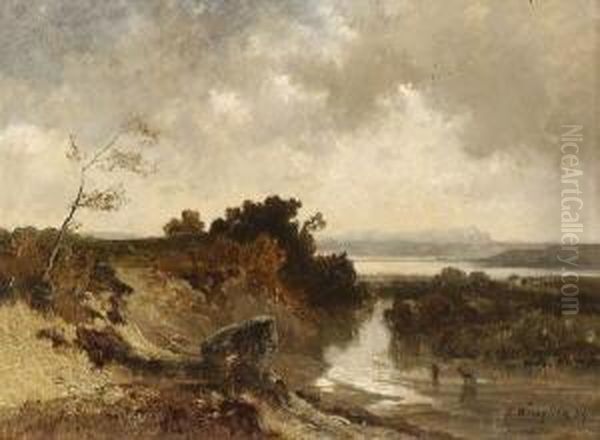 Am Ufer Eines
 Vorgebirgssees Oil Painting by Joseph Wenglein