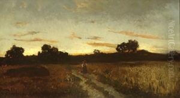 Abendstimmung Im Moor Bei
 Pang Oil Painting by Joseph Wenglein