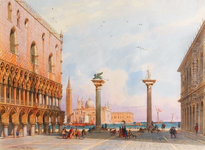Vue De La Place Saint Marc Oil Painting by Carl Friedrich H. Werner
