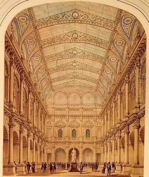 Scheme for roofing the courtyard of the Royal Exchange Oil Painting by William Tite