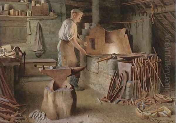 The blacksmith's forge Oil Painting by Henry Spernon Tozer