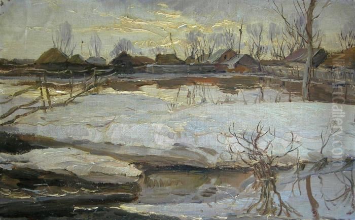 Snowscape Oil Painting by Constantin Alexandr. Westchiloff
