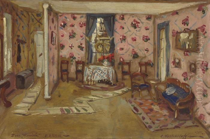 Set Design For Nikolai Gogol's The Wedding Oil Painting by Constantin Alexandr. Westchiloff