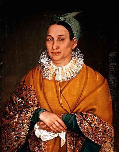 Portrait of a Merchants Wife, 1836 Oil Painting by Ivan Vasilievich Tarkhanov