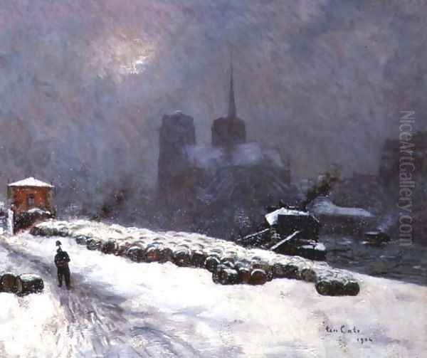 Notre Dame in the Snow, 1904 Oil Painting by Siebe Johannes Ten Kate