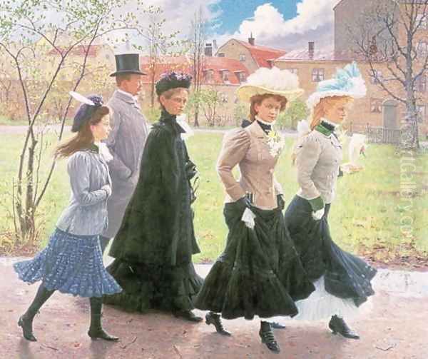 Female pupils for Confirmation Oil Painting by Tryggelin