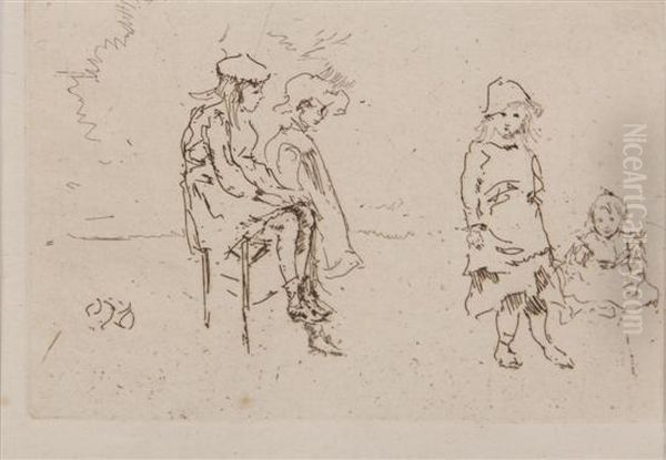 The Menpes Children 
 (from 
Whistler As I Knew Him Oil Painting by James Abbott McNeill Whistler