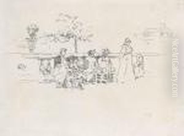 The Terrace, 
Luxembourg Oil Painting by James Abbott McNeill Whistler