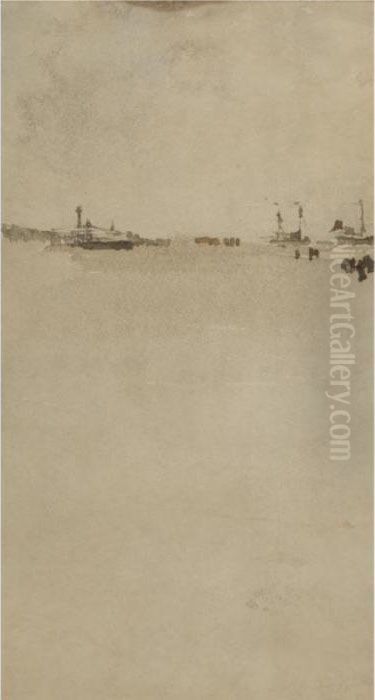 Beach At Dieppe Oil Painting by James Abbott McNeill Whistler