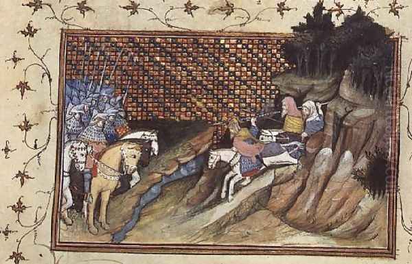 Harl 1319 f.9 MacNamara, the Irish chieftain comes to confer with the Earl of Gloucester, from the Histoire du Roy dAngleterre, Richard II Oil Painting by Master The Virgil