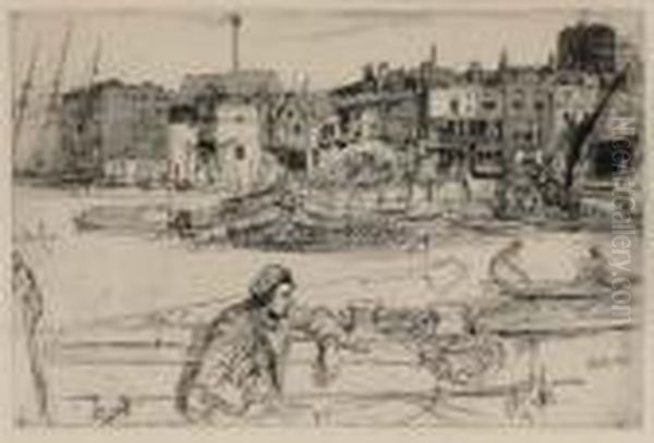 Black Lion Wharf, From 
Sixteen Etchings Oil Painting by James Abbott McNeill Whistler