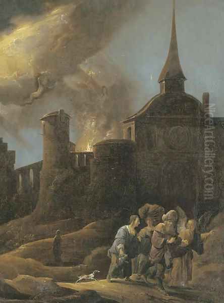 Lot and his Daughters fleeing from Sodom and Gomorrah Oil Painting by David The Younger Teniers