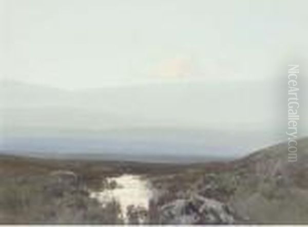 A Hazy Day On The Moor Oil Painting by Frederick John Widgery