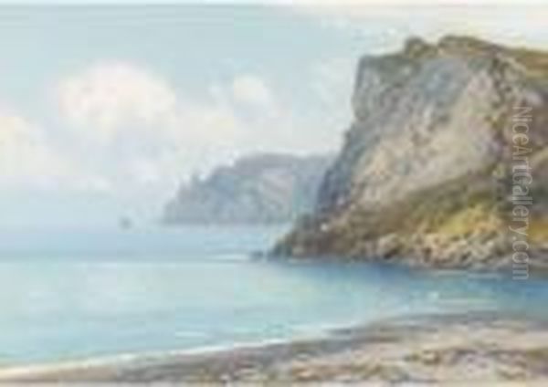 Beer Cliffs From Seaton Beach Oil Painting by Frederick John Widgery