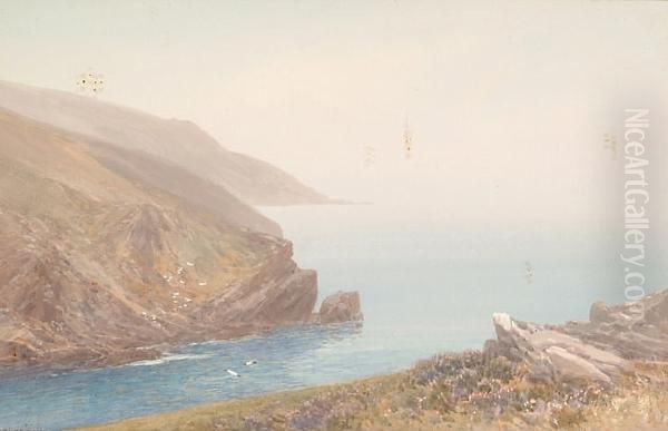 A Coastal Scene, Thought To Be In Devon Oil Painting by Frederick John Widgery