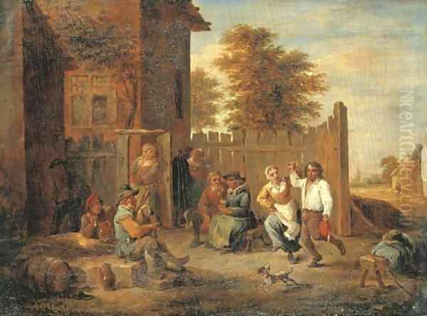 Peasants merrymaking outside an inn Oil Painting by David The Younger Teniers