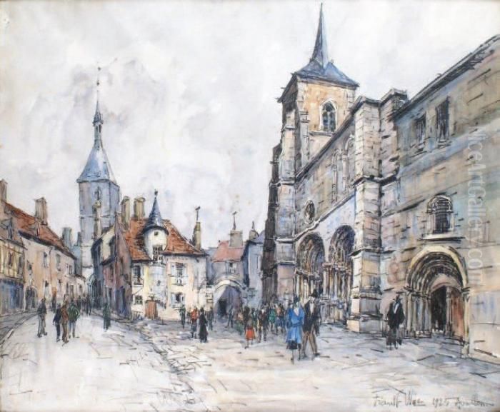 Avallon, 
La Place De L'eglise Oil Painting by Frank Will