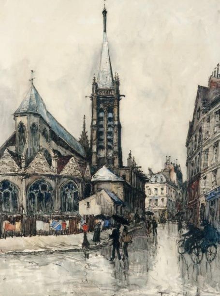 Animation Devant L'eglise De Saint-severin Oil Painting by Frank Will