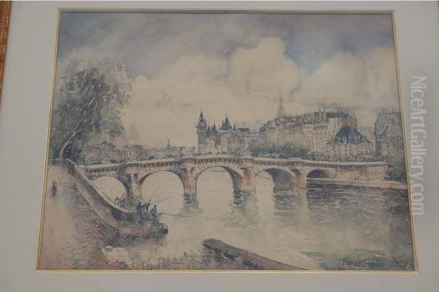 Paris, Les Quais De Seine Oil Painting by Frank Will