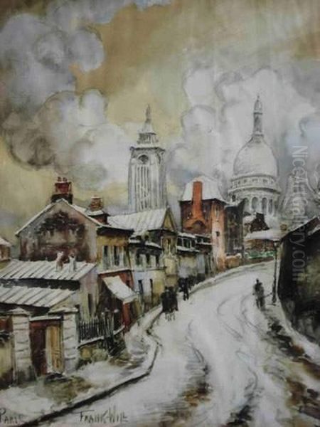 Paris - Rue Lepic A Montmartre
 Aquarelle, Signee Et Situee <paris> En Bas A Gauche. Oil Painting by Frank Will