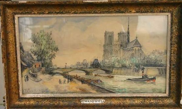 Notre Dame Vue Des Quais Oil Painting by Frank Will