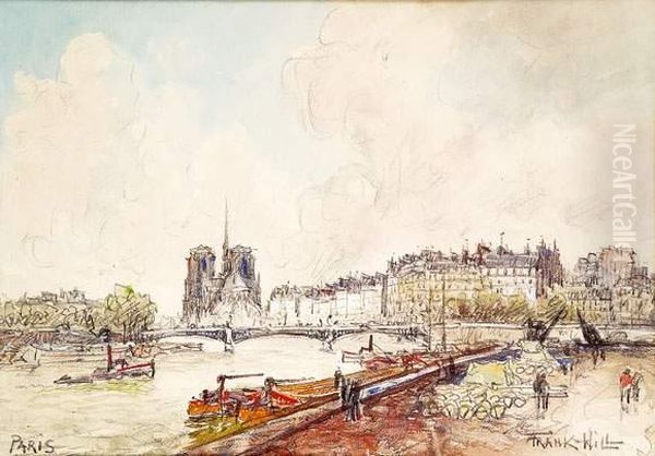 Paris, Vue Sur L'ile De La Cite Oil Painting by Frank Will
