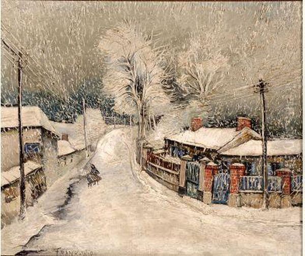 Route De Village Enneigee Oil Painting by Frank Will
