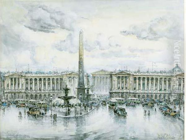 La Place De La Concorde A Paris Oil Painting by Frank Will