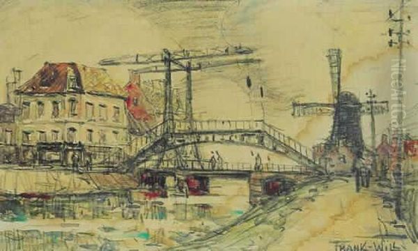 Pont Sur Le Canal. Oil Painting by Frank Will