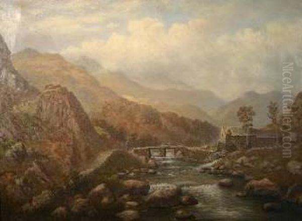 Mill And River Oil Painting by Edward Charles Williams