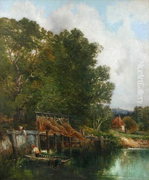 Eeltraps On The Stour Oil Painting by Edward Charles Williams
