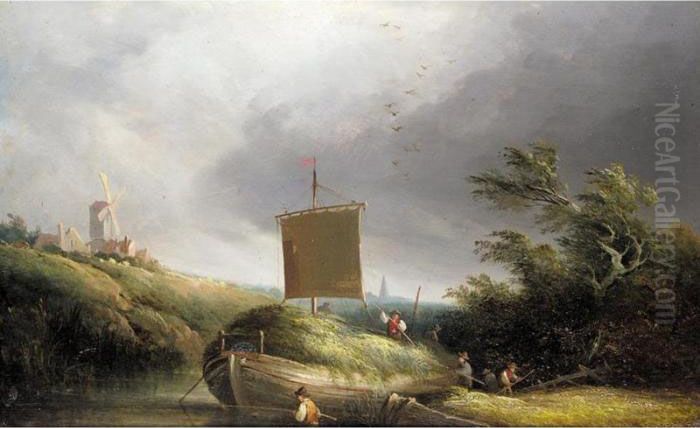 The Hay Barge Oil Painting by Edward Charles Williams