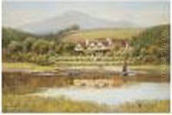 The Tennis Party At Taly Cafn Hotel, Conway Oil Painting by Warren Williams