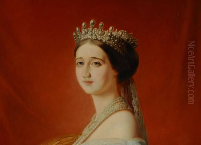 Gemaldepaar: Kaiser Napoleon Iii Und Seine Gemahlin Eugenia Oil Painting by Franz Xavier Winterhalter