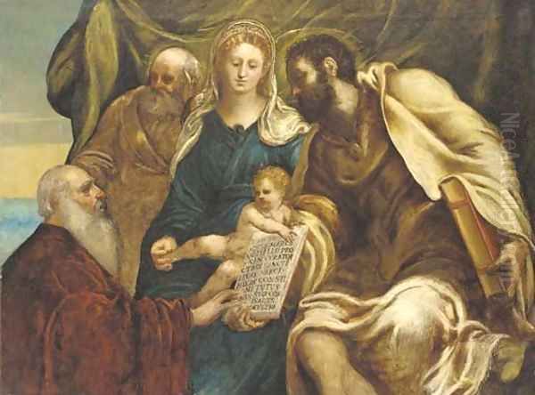 The Holy Family and the Doge Ranieri Oil Painting by Jacopo Tintoretto (Robusti)