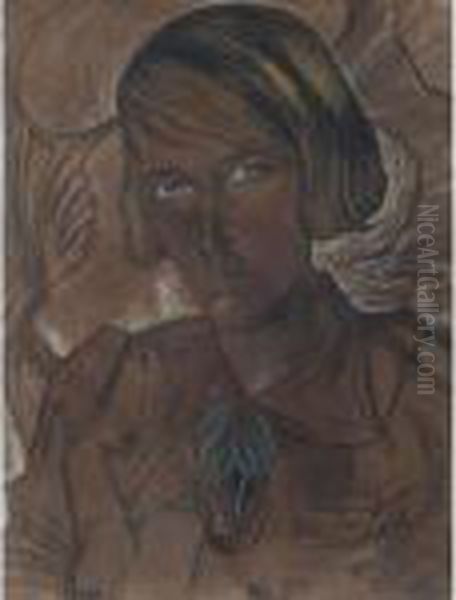 Portrait Of A Woman Oil Painting by Stanislaw Ignacy Witkiewicz (Witkacy)