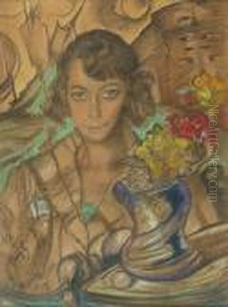 Portrait Of Mme Wiedyskiewicz Oil Painting by Stanislaw Ignacy Witkiewicz (Witkacy)