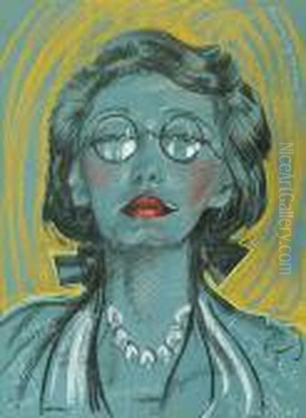 Portret Kobiety W Okularach Oil Painting by Stanislaw Ignacy Witkiewicz (Witkacy)