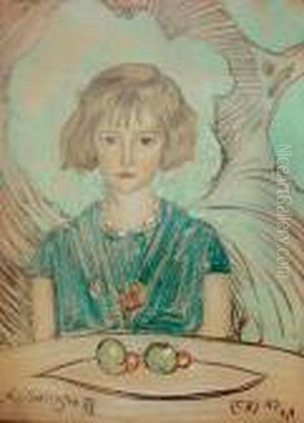Portret Krysi Wolszlegier Oil Painting by Stanislaw Ignacy Witkiewicz (Witkacy)
