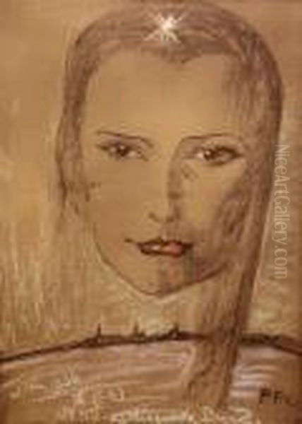 Portret Kobiecy - Marii Kaminskiej Oil Painting by Stanislaw Ignacy Witkiewicz (Witkacy)