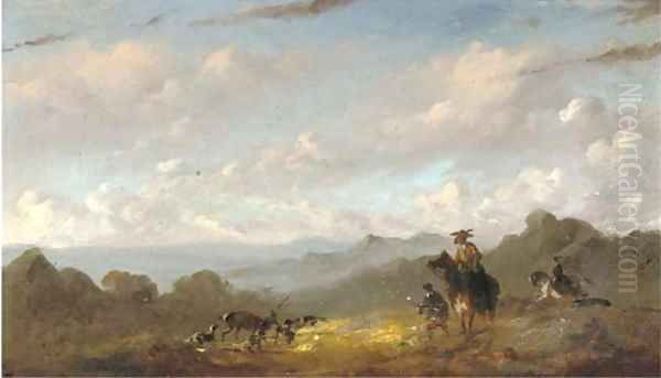 The deer hunt Oil Painting by Johannes Tavenraat