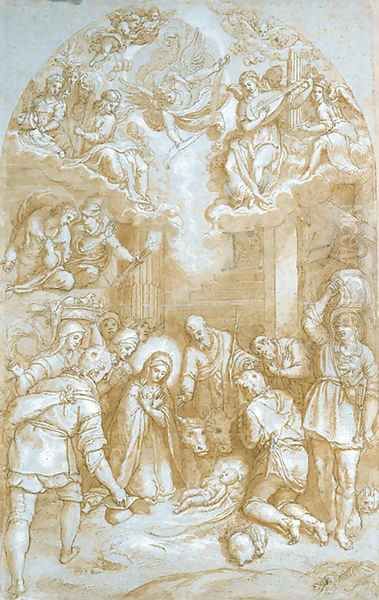 The Adoration of the Shepherds Oil Painting by Niccol Martinelli, Il Trometta