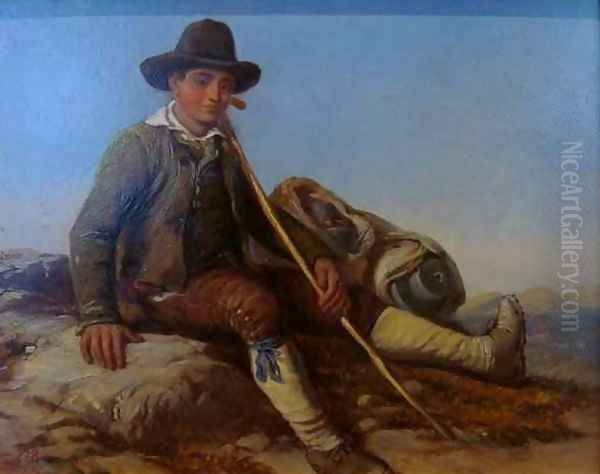 The Shepherd Oil Painting by Ercole Trachel