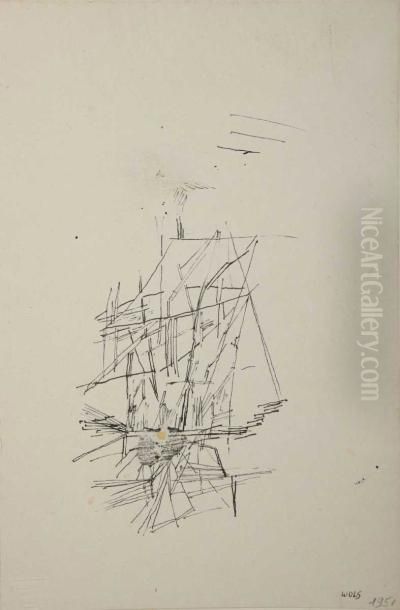 Tache D'encre Sur Les 
Voilurescirca 1951 Dessin A La Plume Sur Papier Porte Une Signature En 
Basa Droite 23,5 X 15,3 Cm Provenance: Ancienne Collection Otto 
Wolsfrance Ancienne Collection Grety Wols Oil Painting by Otto Wols