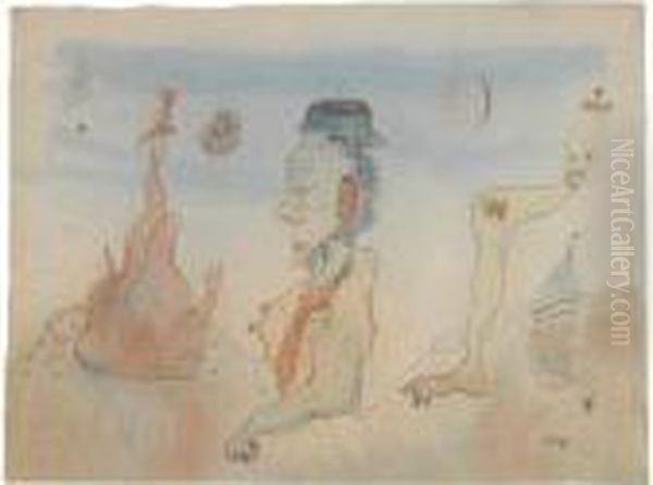 L'homme Terrifie, Les Reins Dans Les Genoux Oil Painting by Otto Wols