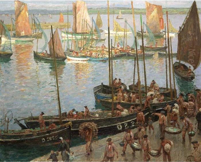 The Return Of The Tuna Fishers At Douarnenez Oil Painting by Hendrik Jan Wolter